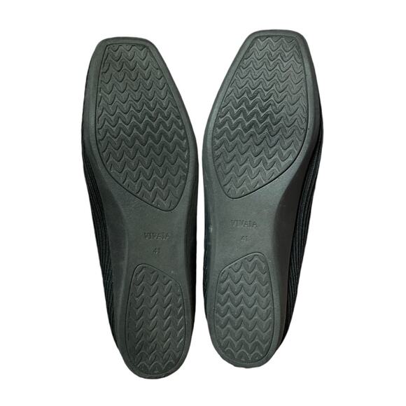 Vivaia Margot Square Toe Ribbed V-Cut Woven Flats in Black Size 41 / 9.5 - Picture 4 of 6